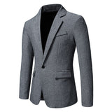 Classic Herringbone Tweed Tuxedo Blazer Jacket Men 2023 Brand Single Button Notched Lapel Suit Blazer Men Business Casual Coat jinquedai