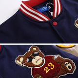 Autumn and winter new baseball clothes design sense niche men and women Y2K Little Bear Embroidery  couples casual jacket jinquedai