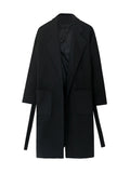 Jinquedai  Autumn Winter Long Khaki Black Soft Warm Trench Coat Men with Side Slit Sashes Loose Casual Korean Fashion jinquedai
