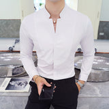 Jinquedai  New style Male spring long sleeve shirts/Men's High quality Stand collar pure cotton Business shirts/Plus size S-5XL jinquedai