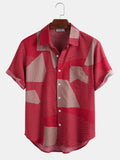 Summer Men's Shirt Casual Breathable Striped Color Block Short Sleeve Shirt Fashion Lapel Large Size Camisas Para Hombre jinquedai