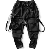 Punk Techwear Cargo Pants Big Pockets Ribbons Oversized Hip Hop Black Pants Joggers Streetwear Harajuku Loose Harem Trousers jinquedai
