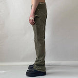 High Street Solid Color Distressed Pockets Men's Cargo Pants Retro Frayed Straight Jeans Oversized Casual Denim Trousers jinquedai