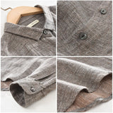 Men Spring And Autumn High Quality Fashion Yarn-dyed 100% Linen Long Sleeve Shirt Male Casual Vintage Solid Color Cloth jinquedai