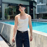 New Fashion Male Vest Patchwork Personality Sleeveless Top Men's Solid Color Slim T-shirt Spring Trendy jinquedai