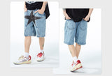Fashion Men's Women's Shorts Patchwork Star Stitching Embroidered Denim Shorts Hip Hop Streetwear Summer Wide Foot Denim Shorts jinquedai