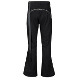Fashion Flared Jeans Double Zippers Long Ribbons Black Denim Pants Men's Streetwear Harajuku Hipster Jeans jinquedai