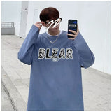 Men Long Sleeve T-shirts Letter Print O-neck Oversize 8XL Ulzzang Streetwear Men Autumn Winter Korean Long Sleeve Tees jinquedai