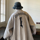 High class, super good-looking coat, male fashion ins, spring and autumn fat man, large American vintage, suede embroidered jinquedai