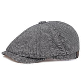 Jinquedai  New Retro Newsboy Caps Men Octagonal Hats British Painters Hats Autumn Winter Berets Herringbone Flat Caps Hip Hop Berets gorras jinquedai