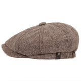 Jinquedai  New Retro Newsboy Caps Men Octagonal Hats British Painters Hats Autumn Winter Berets Herringbone Flat Caps Hip Hop Berets gorras jinquedai