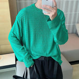 Jinquedai  Textured Round Neck Long Sleeve T-Shirt jinquedai