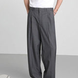 Jinquedai  School Pleats Style Wide Cut Trousers jinquedai