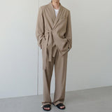 Jinquedai  Sleek Side Cloth Belt Blazer & Pants Set jinquedai