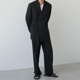 Jinquedai  Sleek Side Cloth Belt Blazer & Pants Set jinquedai