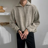 Jinquedai  Triangle Collar Knit Half-Zip jinquedai