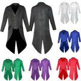 Men&#39;s Retro Tailcoat Suit Jacket Gothic Steampunk Long Jacket Victorian Frock Coat Cosplay Male Single Breasted Swallow Uniform jinquedai