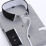 Jingquedai   Big Size 4XL Men Dress Shirt2022 New Arrival Long Sleeve Slim Fit Button Down Collar High Quality Printed Business Shirts MCL18 jinquedai