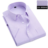 Jinquedai   Summer S~8xl men striped short sleeve dress shirt square collar non-iron regular fit anti-wrinkle  pocket  male social shirt jinquedai