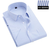 Jinquedai   Summer S~8xl men striped short sleeve dress shirt square collar non-iron regular fit anti-wrinkle  pocket  male social shirt jinquedai