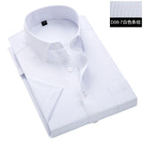 Jinquedai   Summer S~8xl men striped short sleeve dress shirt square collar non-iron regular fit anti-wrinkle  pocket  male social shirt jinquedai