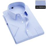 Jinquedai   Summer S~8xl men striped short sleeve dress shirt square collar non-iron regular fit anti-wrinkle  pocket  male social shirt jinquedai