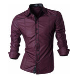 Jeansian Men&#39;s Casual Dress Shirts Fashion Desinger Stylish Long Sleeve Slim Fit 8371 Black2 jinquedai