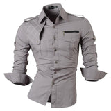 Jinquedai   Jeansian Men Casual Dress Shirts Fashion Desinger Stylish Long Sleeve Slim Fit jinquedai