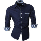 Jinquedai   Jeansian Men Casual Dress Shirts Fashion Desinger Stylish Long Sleeve Slim Fit jinquedai