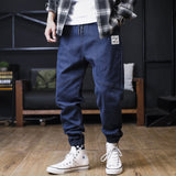 Plus Size Jeans Men Loose Joggers Streetwear Harem Jeans Cargo Pants Ankle-Length Denim Trousers jinquedai