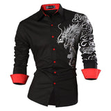 Jingquedai   Sportrendy Men&#39;s Shirt Dress Casual Long Sleeve Slim Fit Fashion Dragon Stylish JZS041 jinquedai