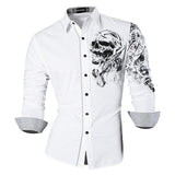 Jingquedai   Sportrendy Men&#39;s Shirt Dress Casual Long Sleeve Slim Fit Fashion Dragon Stylish JZS041 jinquedai