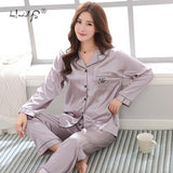 Luxury Pajama suit Satin Silk Pajamas Sets Couple Sleepwear Family Pijama Lover Night Suit Men &amp; Women Casual Home Clothing jinquedai