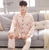 Luxury Pajama suit Satin Silk Pajamas Sets Couple Sleepwear Family Pijama Lover Night Suit Men &amp; Women Casual Home Clothing jinquedai