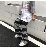 Jingquedai Tassel Pants Men&#39;s Fashion Brand Pendant Wide Leg Hip Hop Lazy Wind Jeans Couple&#39;s Pants Loose jeans men jinquedai