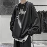 Fall Long Sleeve T-Shirt Fashion Loose Ulzzang Print Tops Hip Hop Oversized T Shirts Men Clothing Korean Style Clothes jinquedai