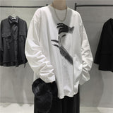 Fall Long Sleeve T-Shirt Fashion Loose Ulzzang Print Tops Hip Hop Oversized T Shirts Men Clothing Korean Style Clothes jinquedai