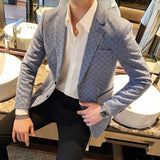 2020 Men Blazers British Style Printed Blazer Masculino Wedding Business Casual Suit Jacket Streetwear Social Coat Ropa Hombre jinquedai