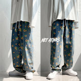 Jingquedai Hip Hop Men&#39;s Graphic Printed Jeans Woman 2020 Autumn Fashion Trousers Casual Oversize Korean Streetwear Male Pants jinquedai