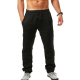 Jingquedai  2022 New Men&#39;s Cotton Linen Pants Male Summer Breathable Solid Color Linen Trousers Fitness Streetwear M-3XL jinquedai