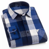 Jingquedai   2022 Spring Autumn 100% Cotton  New Male Casual Long Sleeve Shirt Warm Man Clothes Flannel Plaid Shirt Men Plus Size 3XL 4XL jinquedai