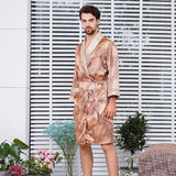 Men&#39;s Robe Nightgown Satin Kimono Bathrobe Gown Casual Sleepwear Plus Size Print Gold Home Dressing Gown 3XL 4XL 5XL jinquedai