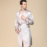 Men&#39;s Robe Nightgown Satin Kimono Bathrobe Gown Casual Sleepwear Plus Size Print Gold Home Dressing Gown 3XL 4XL 5XL jinquedai