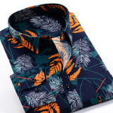 Jingquedai   Large Size 8XL 9XL 10XL VROKINO Brand 2021 Vintage Floral Print Long Sleeves Men&#39;s Business Casual Dress Fashion Classic Shirt jinquedai