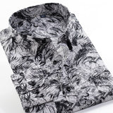 Jingquedai   Large Size 8XL 9XL 10XL VROKINO Brand 2021 Vintage Floral Print Long Sleeves Men&#39;s Business Casual Dress Fashion Classic Shirt jinquedai