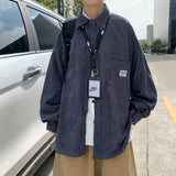 Jingquedai   Privathinker Men&#39;s Corduroy Long Sleeve Shirts Autumn Korean Shirt Woman Fashion Casual Oversize Shirt Printed Clothing jinquedai