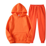 Spring New Men Casual Sets Brand Men Solid Hoodie + Pants Two-Pieces Casual Tracksuit Sportswear Hoodies Set Suit Male jinquedai