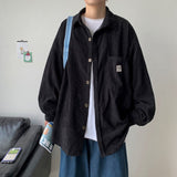 Jingquedai  Corduroy Men Shirts For Men Clothing Harajuku Black Shirt Korean Style Men Shirt Long Sleeve Vintage Clothes Streetwear 3XL 2022 jinquedai