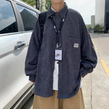 Corduroy Men Shirts For Men Clothing Harajuku Black Shirt Korean Style Men Shirt Long Sleeve Vintage Clothes Streetwear 3XL 2022 jinquedai