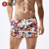 Jingquedai  New Men&#39;s Board Shorts Printed And Striped Quick Drying Leisure Non-fading Surfing Beach Short Sportswear Breathable Pants jinquedai